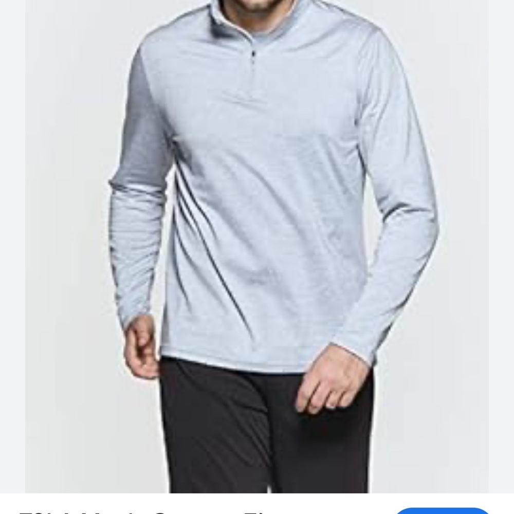 Johnston and Murphy 1/4  Zip Light Blue Long Sleeve Men’s Top  L